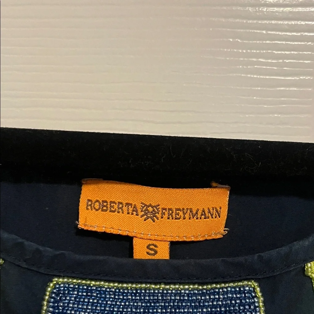 Roberta Freymann Navy Dress with Lime Green Accents- Size Small - Picture 2 of 6